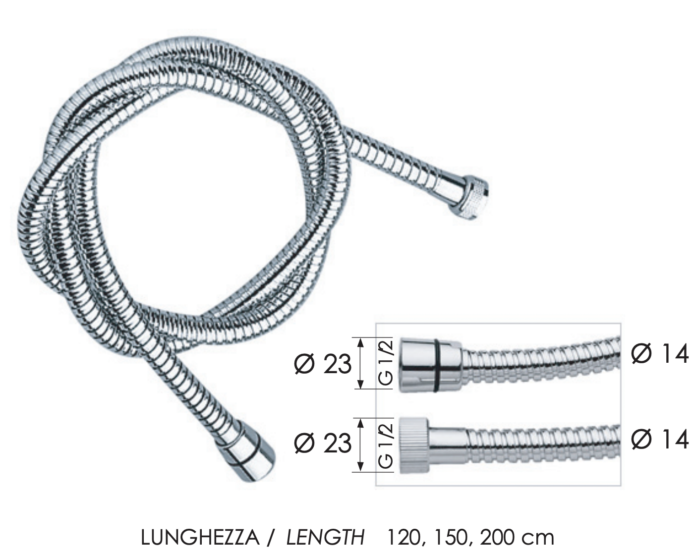 Remer Душевой шланг 200 см, цвет: cromo 333CN200