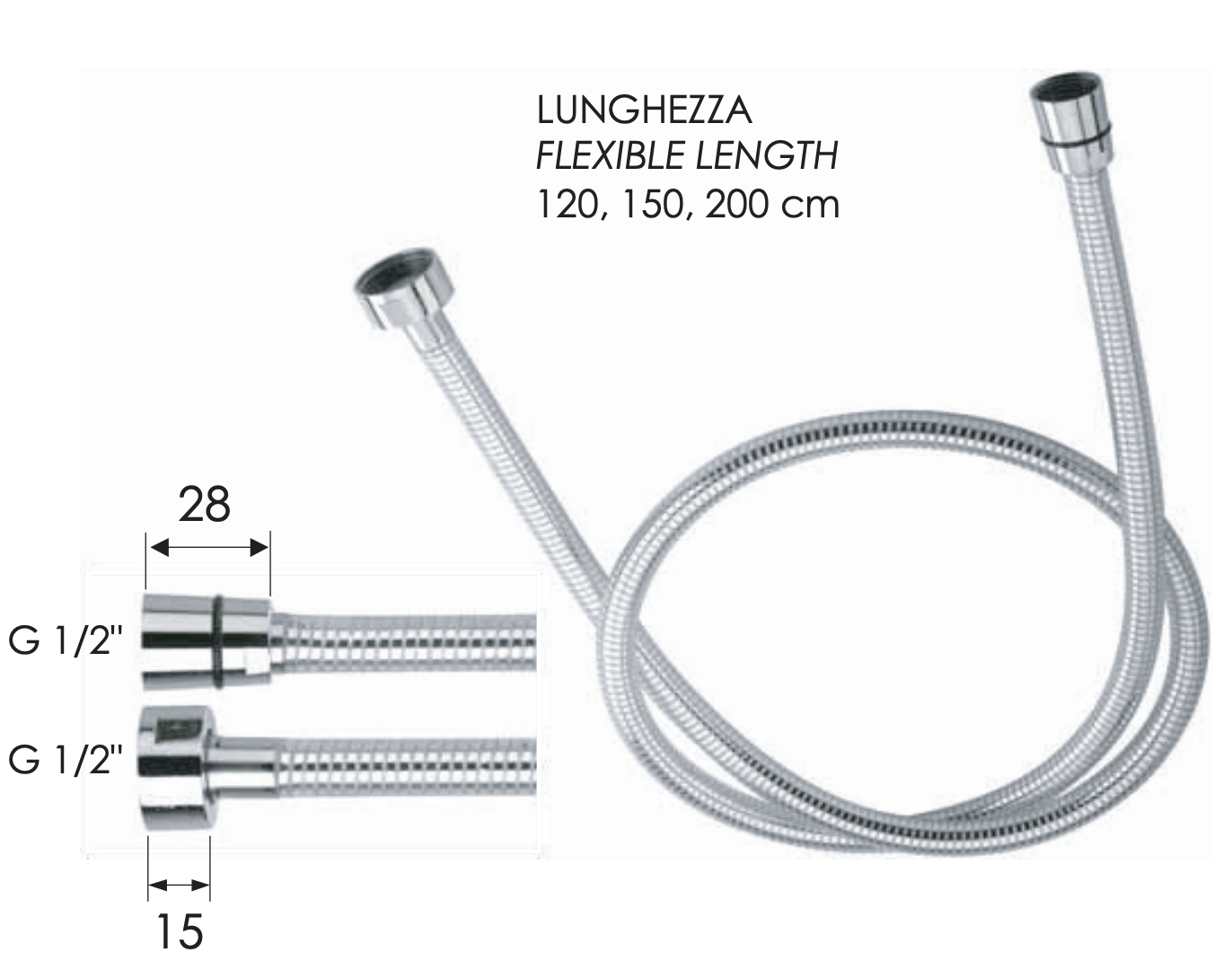 Remer Душевой шланг ПВХ 150 см, цвет: cromo 332CNBC150