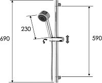 Remer Душевой гарнитур: душевая лейка 3 вида струи, штанга 69 см, шланг 150 см, цвет: cromo 315R321HG