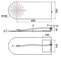 Remer Верхний душ настенный ультратонкий 20x50 см, 1 режим, цвет: nero opaco 350UFMNOx
