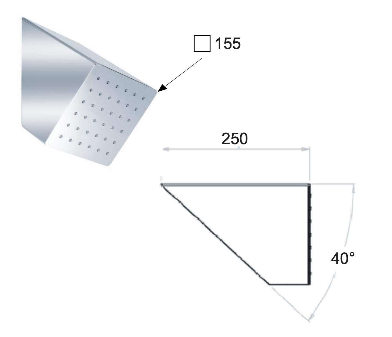Remer Верхний душ настенный 15x15 см, 1 режим, цвет: cromo 350XS