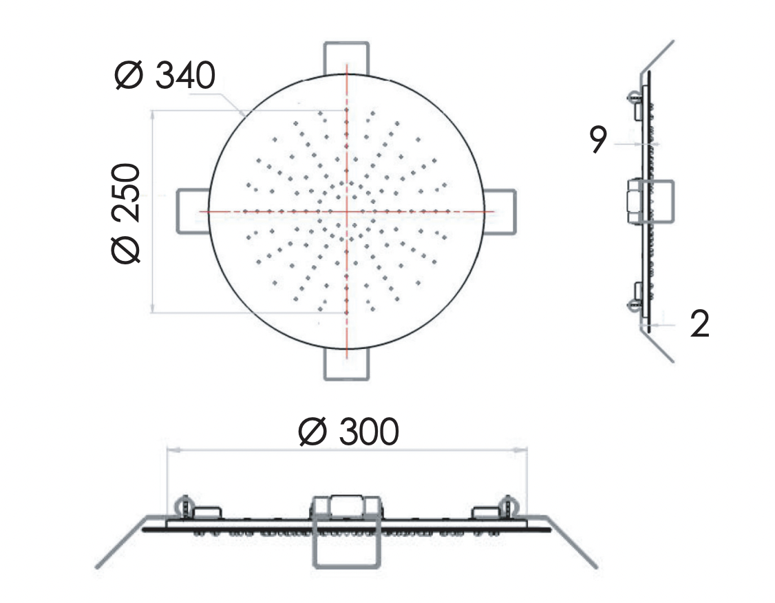 Remer Верхний душ встраиваемый в потолок 34 см, 1 режим, цвет: cromo 357EFM34