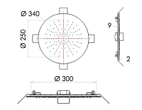 Remer Верхний душ встраиваемый в потолок 34 см, 1 режим, цвет: cromo 357EFM34