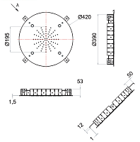Remer Верхний душ встраиваемый в потолок 42 см, 2 режима, цвет: cromo 357SFM42N