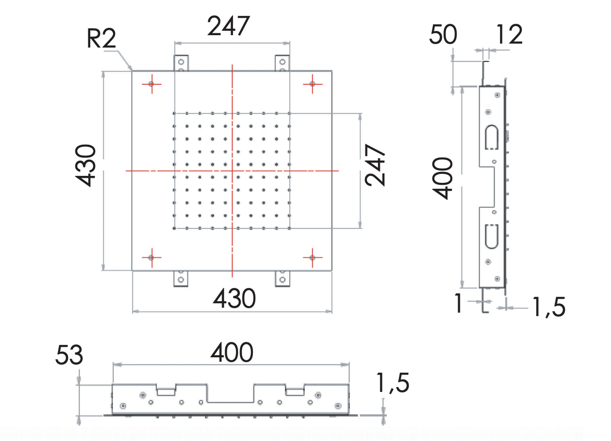 Remer Верхний душ встраиваемый в потолок 43x43 см, 1 режим, цвет: cromo 357SFS43