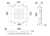 Remer Верхний душ встраиваемый в потолок 43x43 см, 1 режим, цвет: cromo 357SFS43
