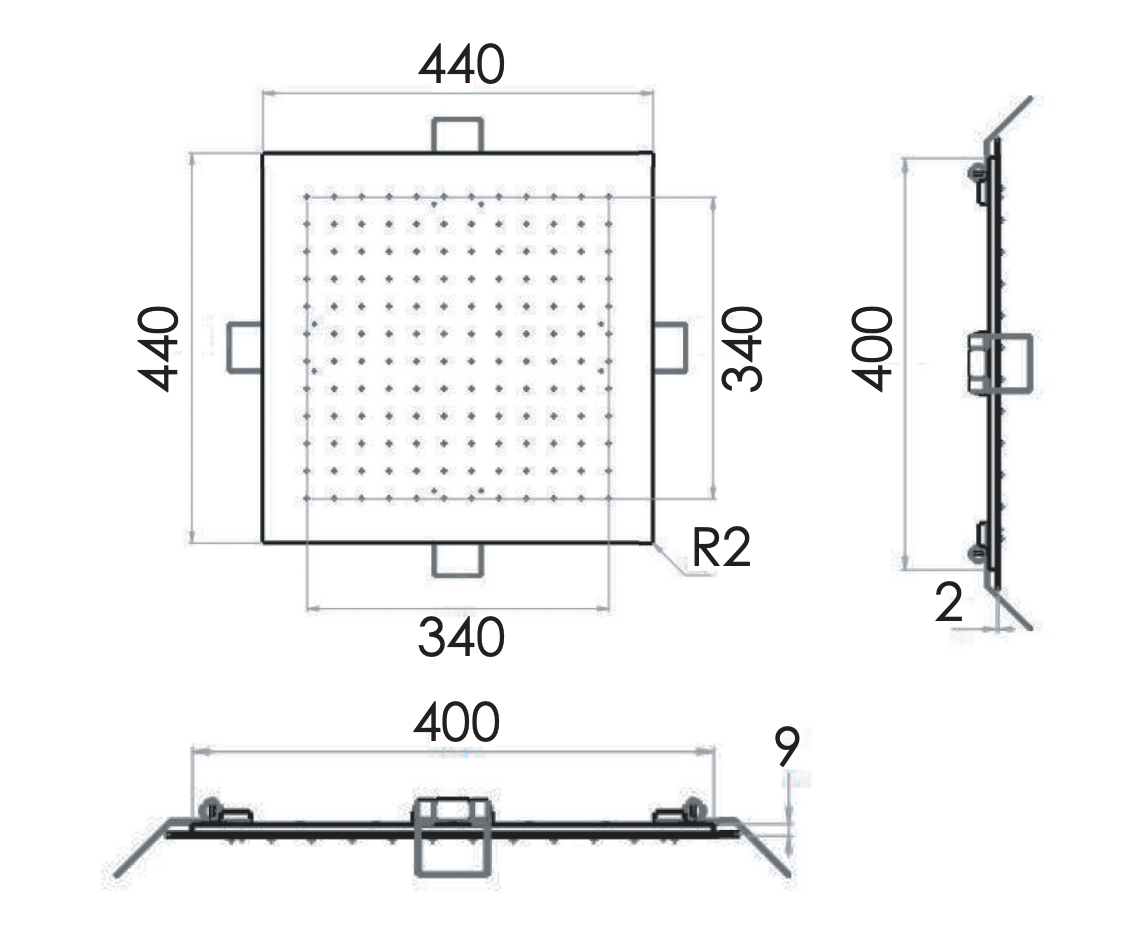 Remer Верхний душ встраиваемый в потолок 44x44 см, 1 режим, цвет: cromo 357EFS44