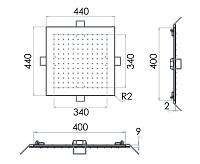 Remer Верхний душ встраиваемый в потолок 44x44 см, 1 режим, цвет: cromo 357EFS44