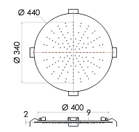 Remer X Style Inox Верхний душ встраиваемый в потолок 44 см, 1 режим, цвет: inox spazzolato SS357EFM44