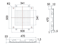 Remer Верхний душ встраиваемый в потолок 50x50 см, 1 режим, цвет: cromo 357SFS50