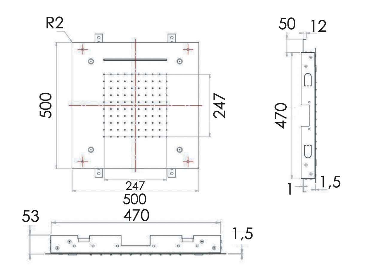 Remer Верхний душ встраиваемый в потолок 50x50 см, 3 режима, цвет: cromo 357SFS50NC