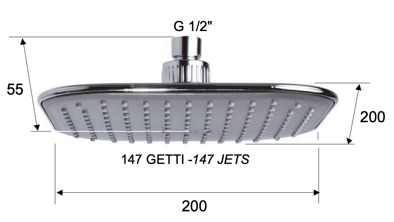 Remer Верхний душ 20x20 см, 1 режим, без кронштейна, цвет: cromo 354QIX