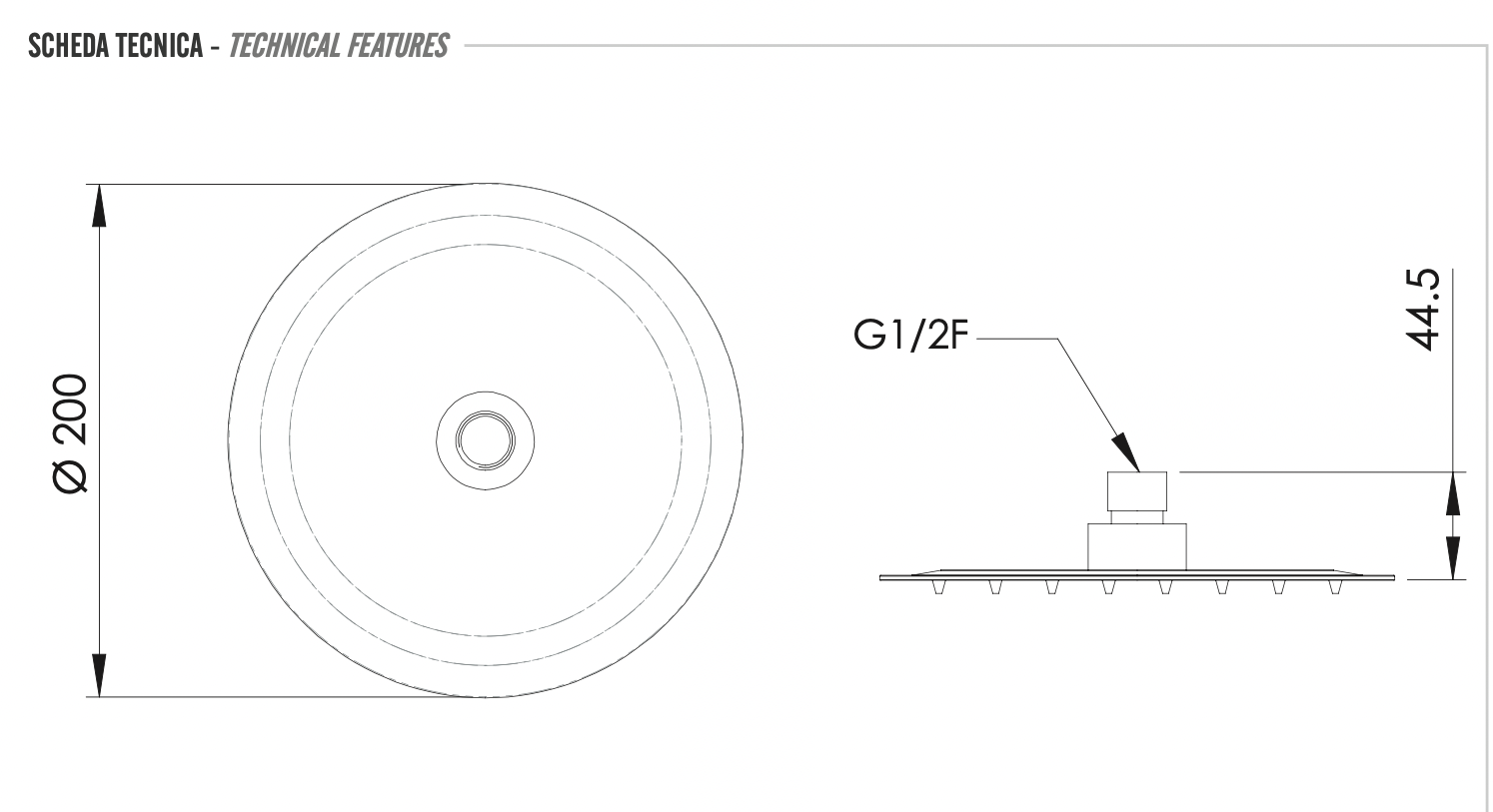 Remer Верхний душ 20 см, 1 режим, без кронштейна, цвет: cromo 357UFM20X