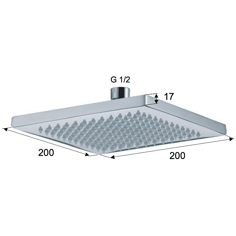 Remer Верхний душ 20x20 см, 1 режим, без кронштейна, цвет: nichel spazzolato opaco 359SSNPO