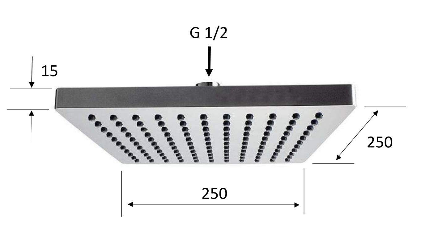 Remer Верхний душ 25x25 см, 1 режим, без кронштейна, цвет: cromo 356SD25X