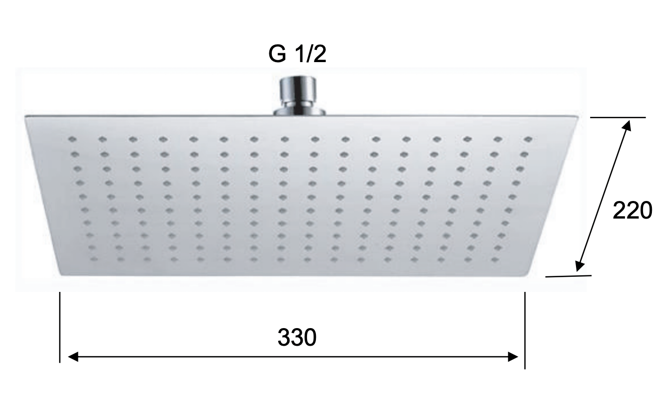 Remer Верхний душ 33x22 см, 1 режим, без кронштейна, цвет: cromo 357UFRX