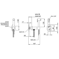 Remer Absolute Гигиенический душ с прогрессивным смесителем, шланг 120 см, цвет: nichel spazzolato Q64NP