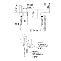 Remer Edge Гигиенический душ со смесителем, шланг, с встраиваемой частью, цвет: oro spazzolato EG565BG