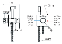Remer Qubika Гигиенический душ со смесителем, шланг 120 см, с встраиваемой частью, цвет: cromo Q65