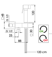 Remer Гигиенический душ с запорным вентилем, шланг 120 см, цвет: cromo 338Q332OS