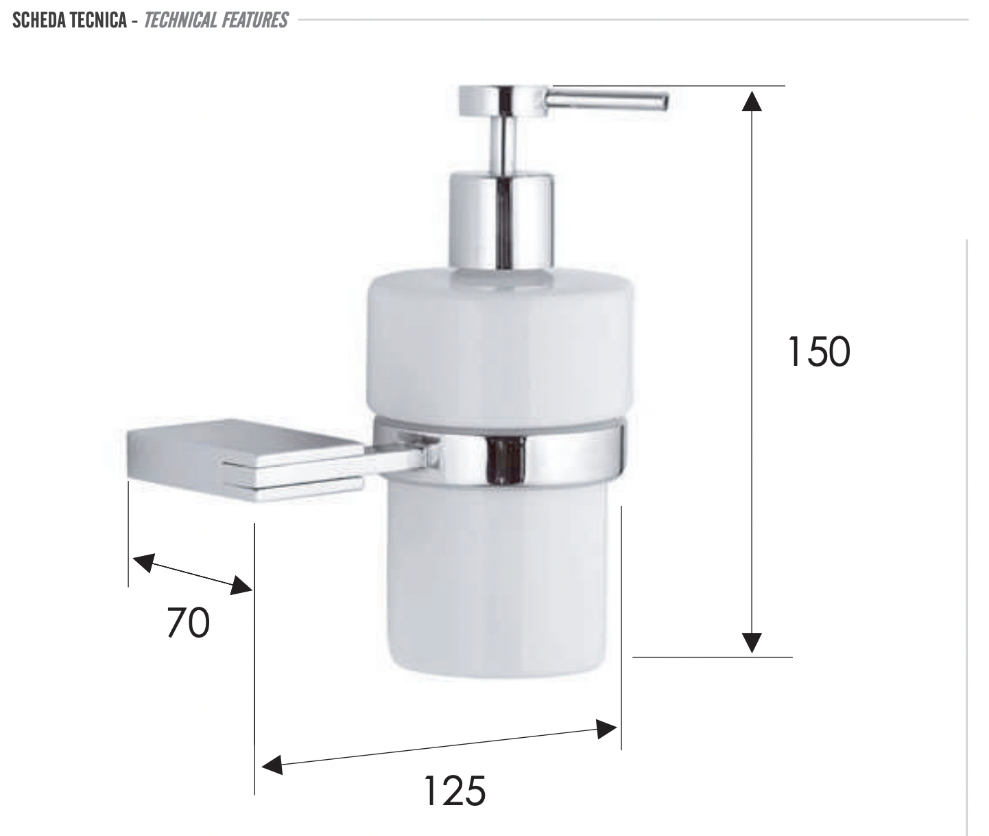 Remer Flat Дозатор для жидкого мыла, подвесной, керамическая колба, цвет: cromo FT13CR