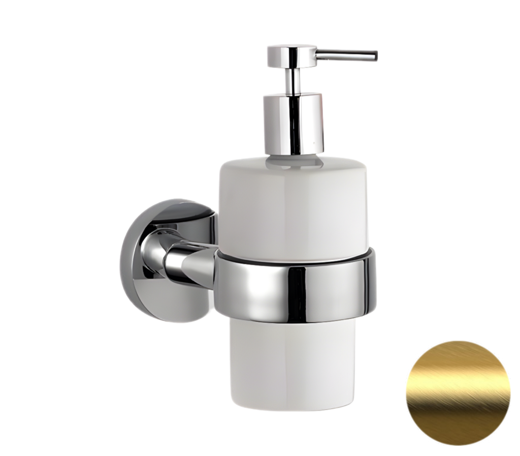 Remer Guest Дозатор для жидкого мыла, подвесной, керамическая колба, цвет: oro spazzolato GS13BG