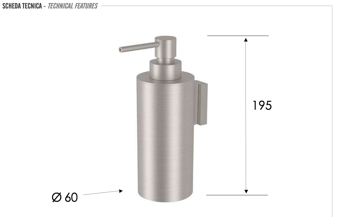 Remer Inox Accessories Дозатор для жидкого мыла подвесной, латунная колба, цвет: inox spazzolato SSXI13
