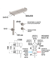 Remer X Style Inox Душевой комплект: смеситель, верхний душ, лейка, шланг, цвет: inox spazzolato SSX93PS02MMCA