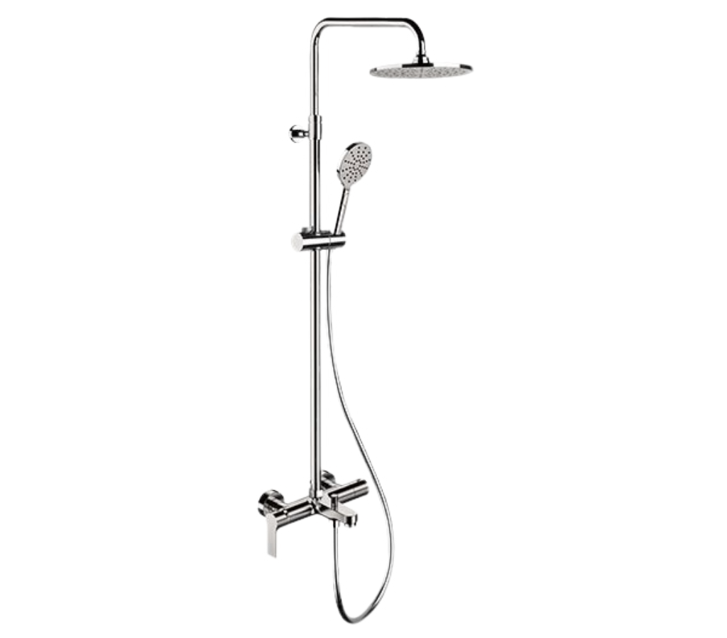 Remer Energy Душевая стойка: смеситель, верхний душ 20 см, лейка, штанга 161 см, шланг, цвет: cromo EY34AEC20