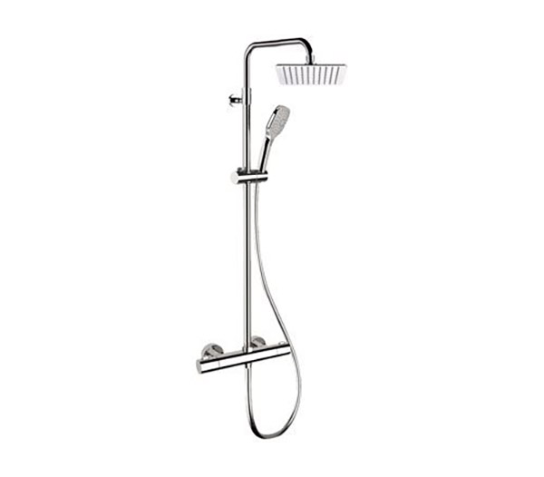 Remer Elegance Душевая стойка: термостат, верхний душ 30 см, лейка, штанга 160 см, цвет: cromo EQ32A8CPUFD30