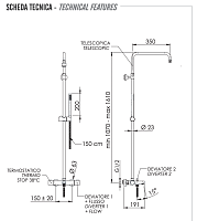Remer Elegance Душевая стойка: термостат, излив 19,1 см, лейка 1 режим, шланг, цвет: bianco opaco EQ34A7MMSSOFBO