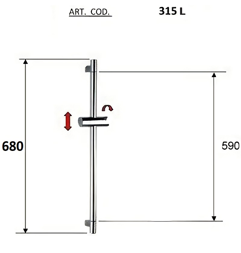 Remer Душевая штанга 68 см, цвет: cromo 315L