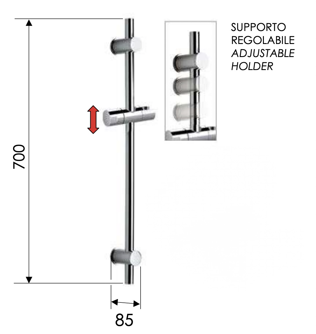 Remer Душевая штанга 70 см, цвет: cromo 317G
