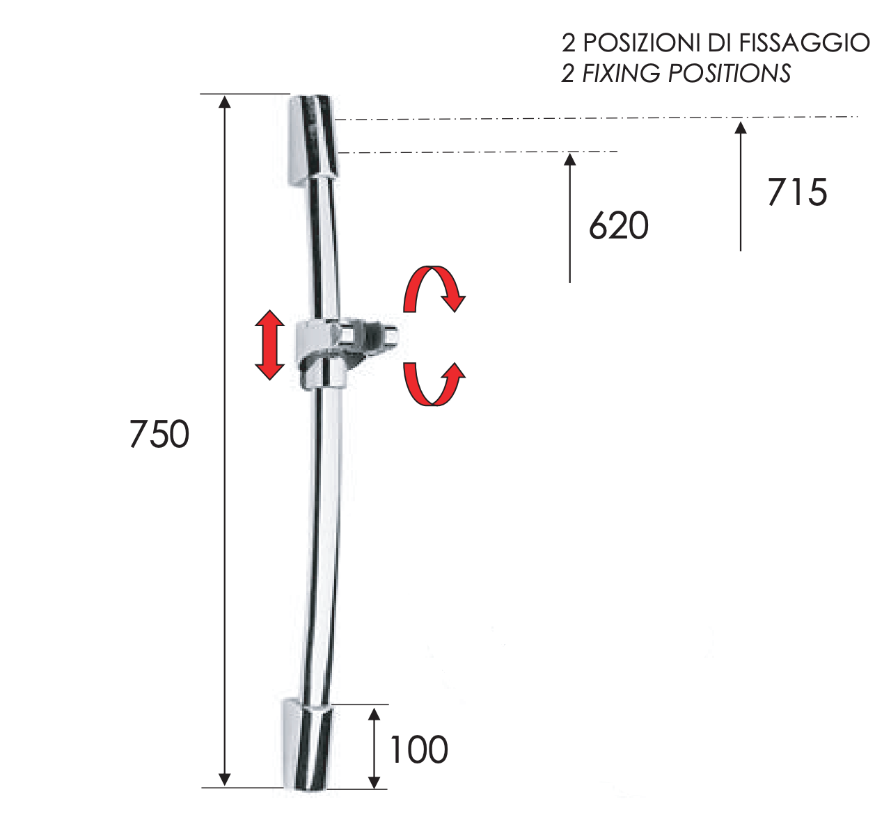 Remer Душевая штанга 75 см, цвет: cromo 313E