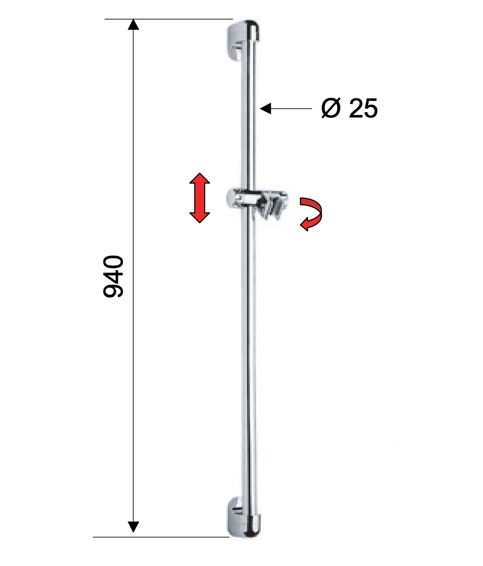 Remer Душевая штанга 94 см, цвет: cromo 319D