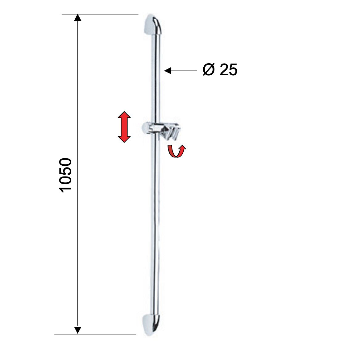 Remer Душевая штанга 105 см, цвет: cromo 319F