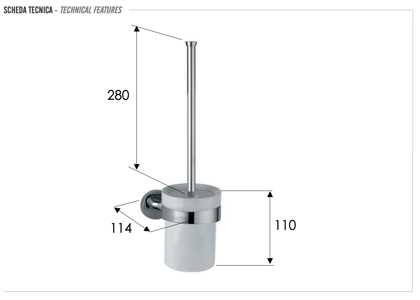 Remer Guest Ершик для унитаза подвесной, с керамической колбой, цвет: nichel spazzolato GS66NP