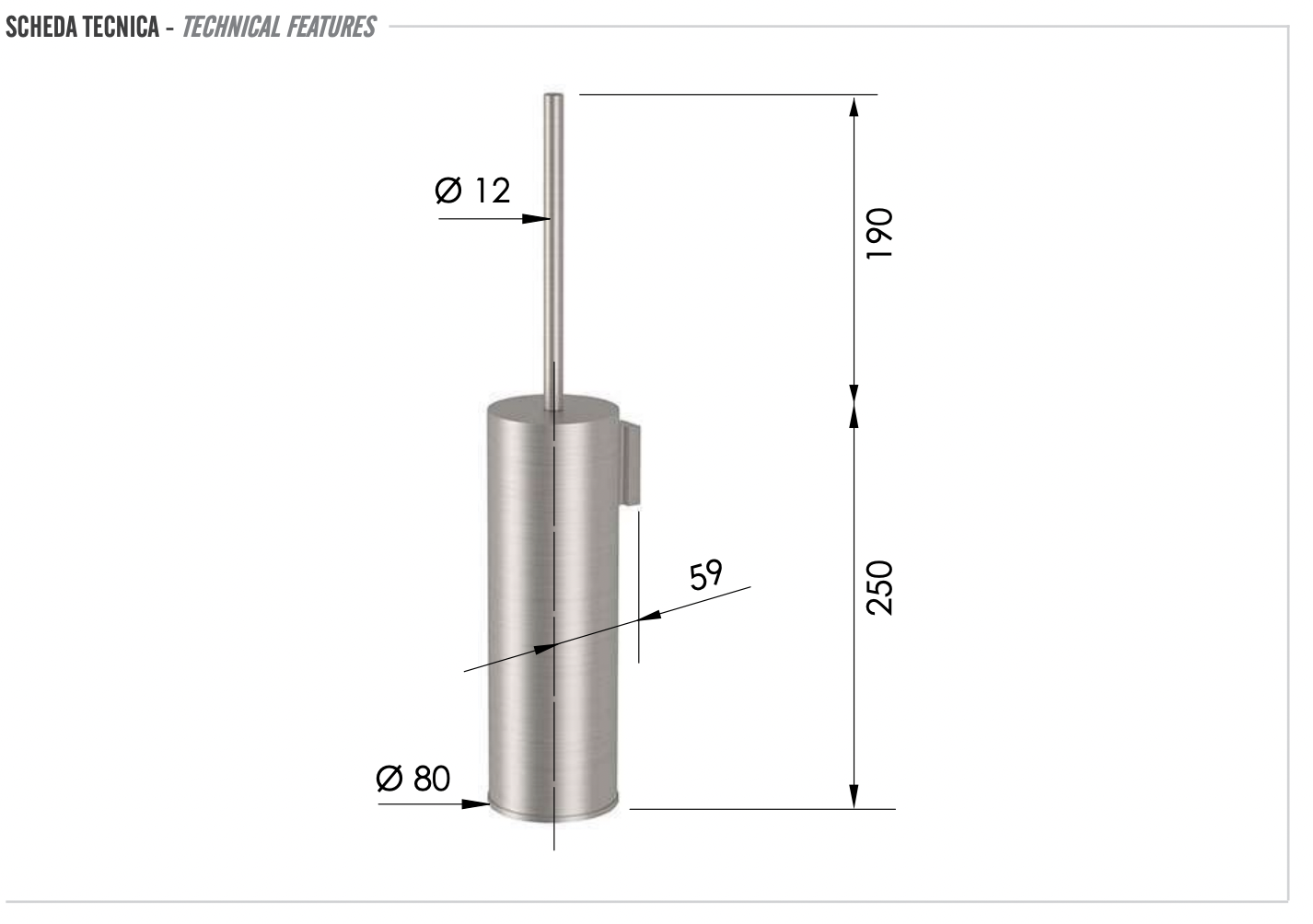 Remer Inox Accessories Ершик подвесной, колба из нержавеющей стали, цвет: inox spazzolato SSXI66