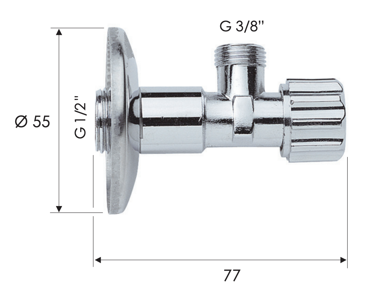 Remer Запорный вентиль 1/2*3/8, цвет: cromo 1171238