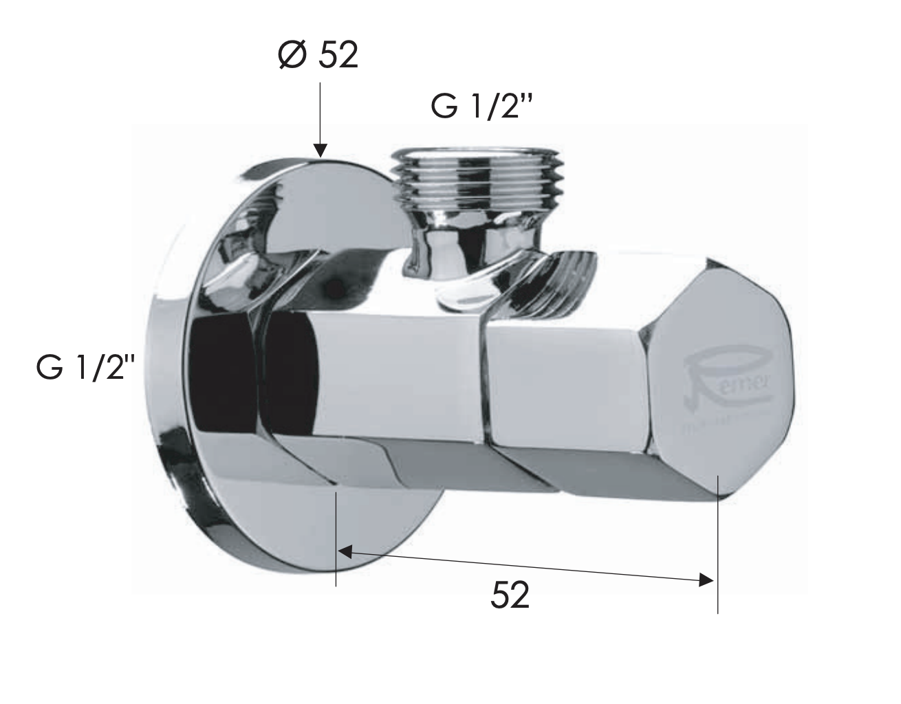 Remer Запорный вентиль 1/2*1/2, цвет: cromo 128E1212