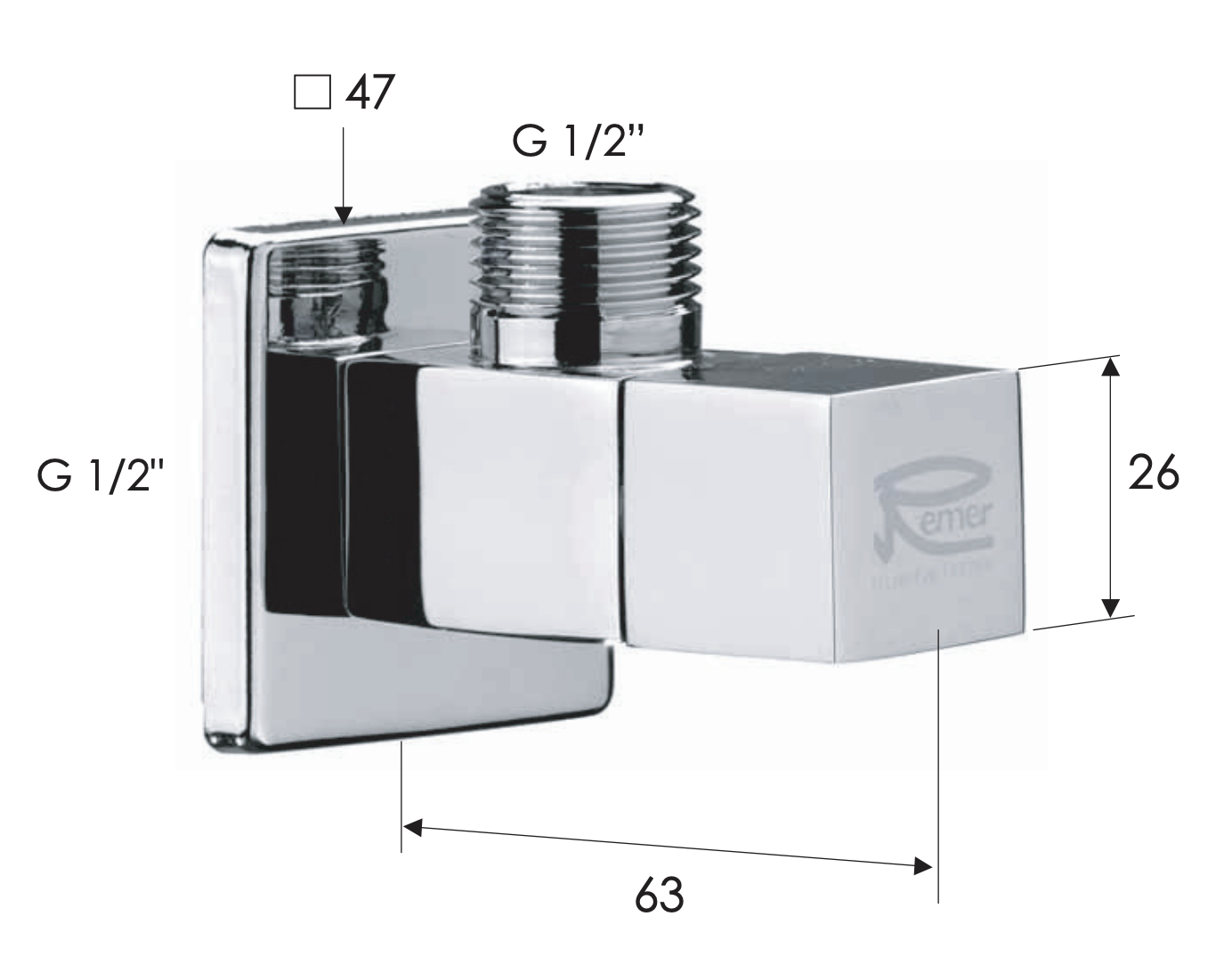 Remer Запорный вентиль 1/2*1/2, цвет: cromo 128S1212