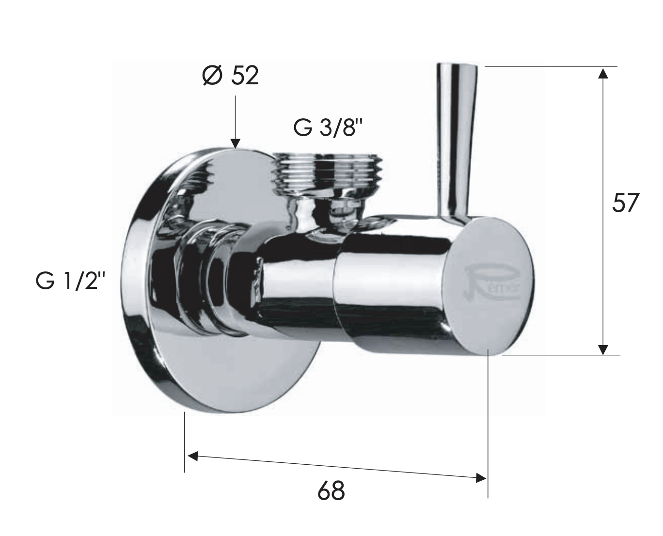 Remer Запорный вентиль 1/2*3/8, цвет: cromo 128L1238
