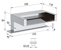 Remer Qubika Cascata Излив на борт ванны каскакдный 11,8 см, цвет: cromo 91ZCA