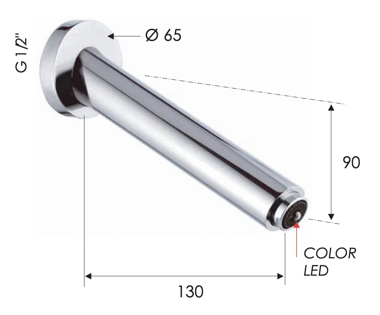 Remer Излив настенный 13 см с подсветкой, цвет: cromo 91NR