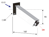 Remer Излив настенный 16,5 см с подсветкой, цвет: cromo 91QRD