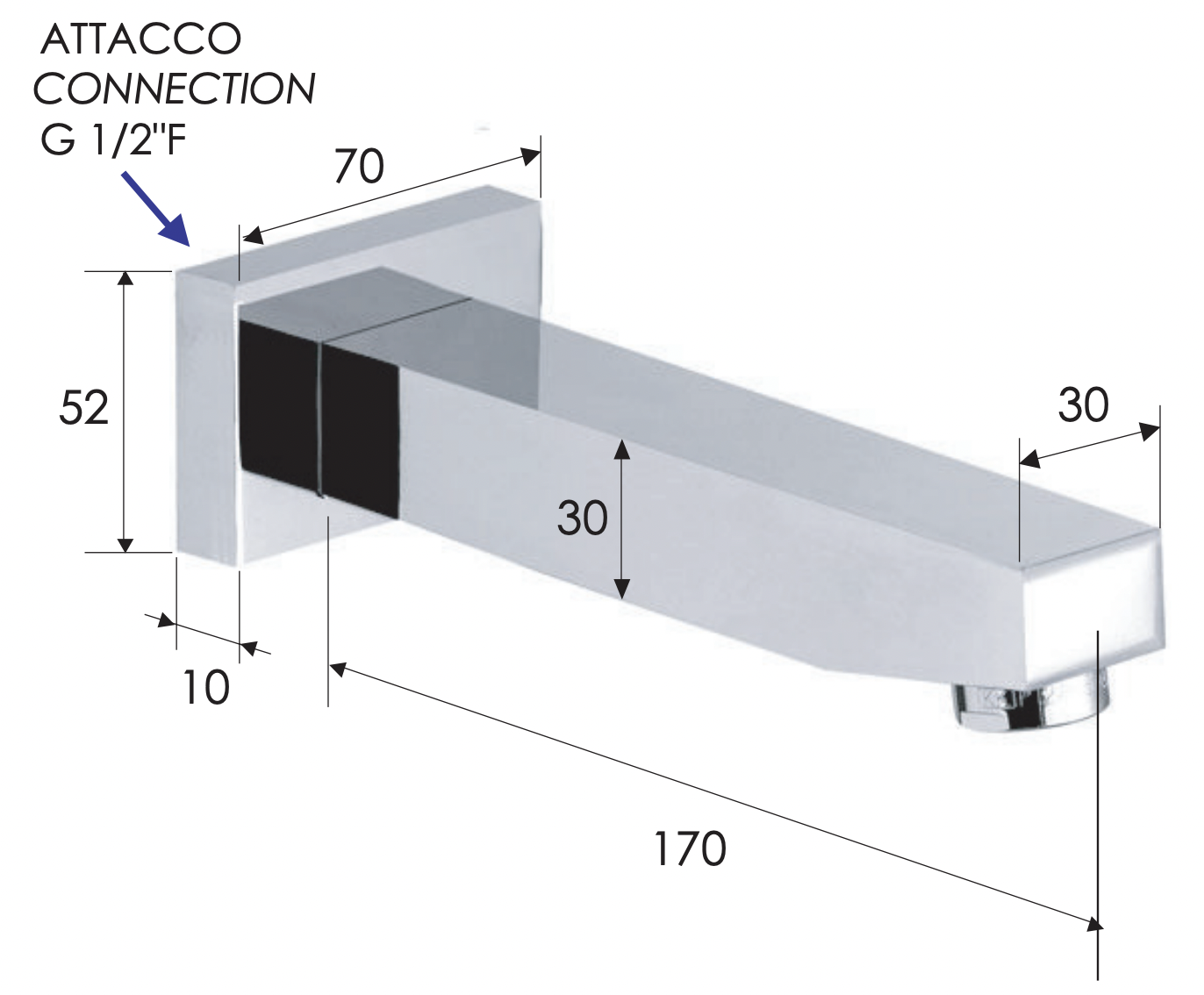 Remer Излив настенный 17 см, цвет: cromo 91S