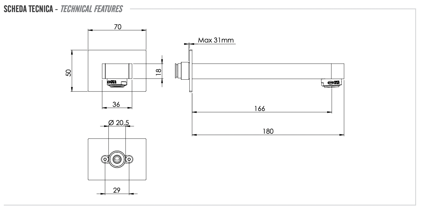 Remer Class Line Излив настенный 16,6 см, цвет: cromo 91L