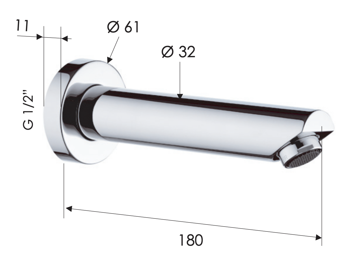 Remer Minimal Излив настенный 18 см, цвет: cromo 91M