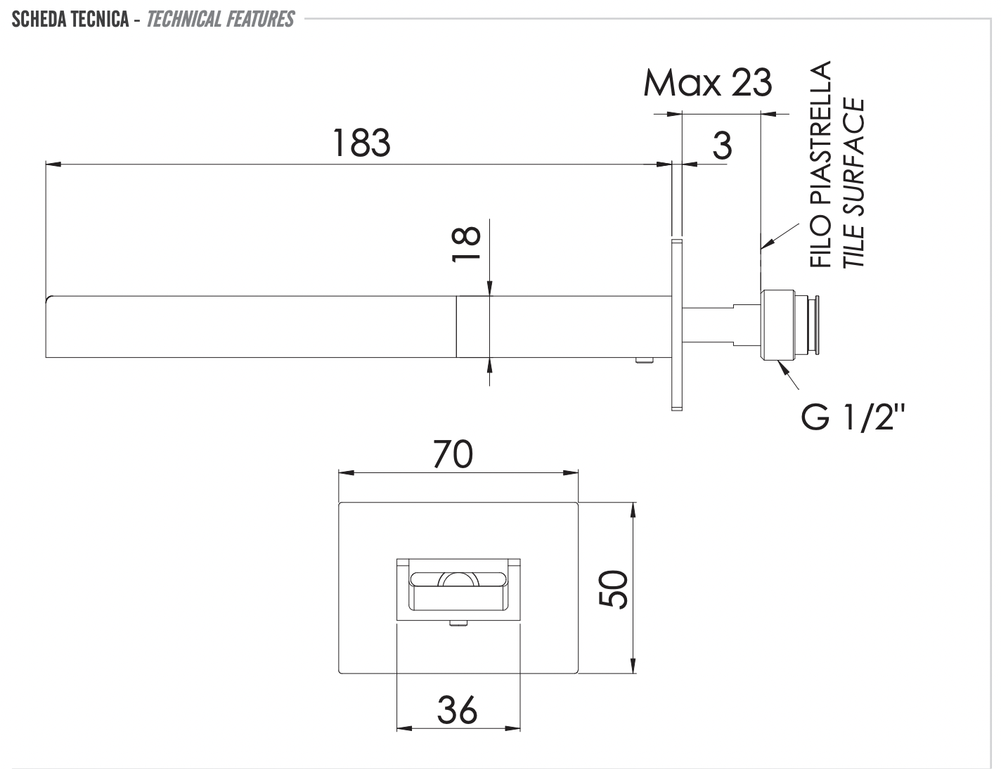 Remer Qubika Cascata Излив настенный каскадный 18,3 см, цвет: cromo 91QC
