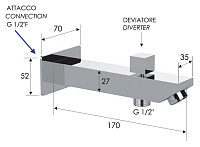Remer Qubika Излив настенный 17 см с дивертором, цвет: cromo 91QD
